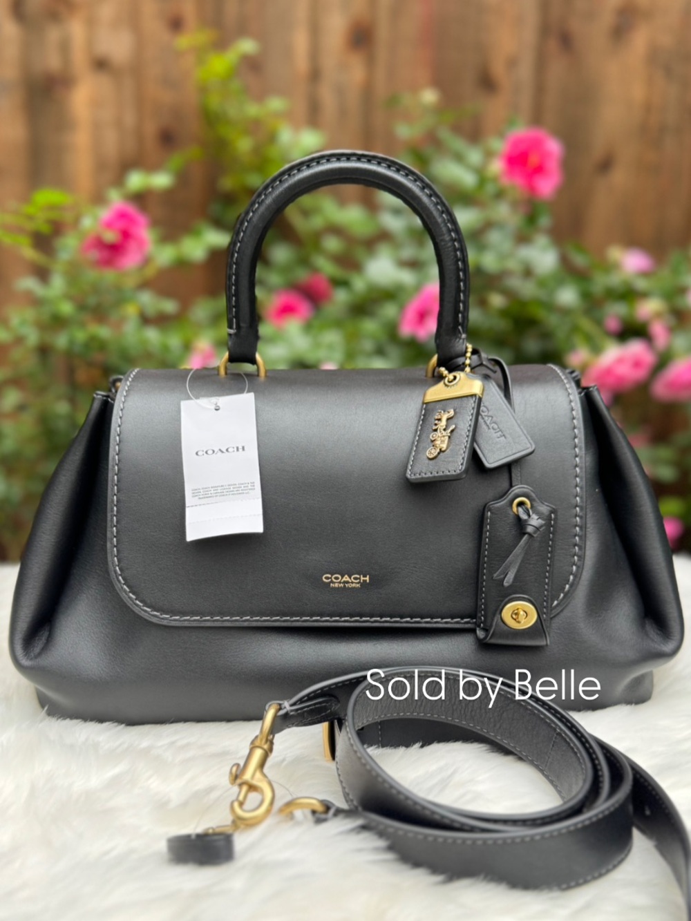 NWT Coach Slouchy Rogue Top Handle Black Purse